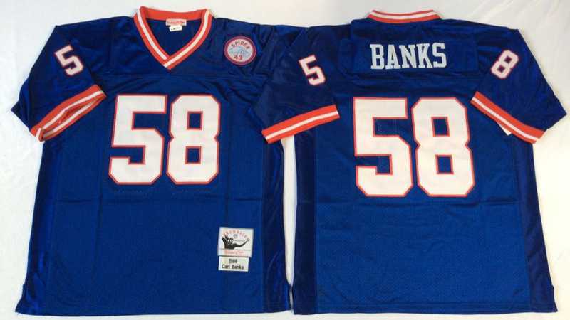 Giants 58 Carl Banks Blue M&N Throwback Jersey->nfl m&n throwback->NFL Jersey